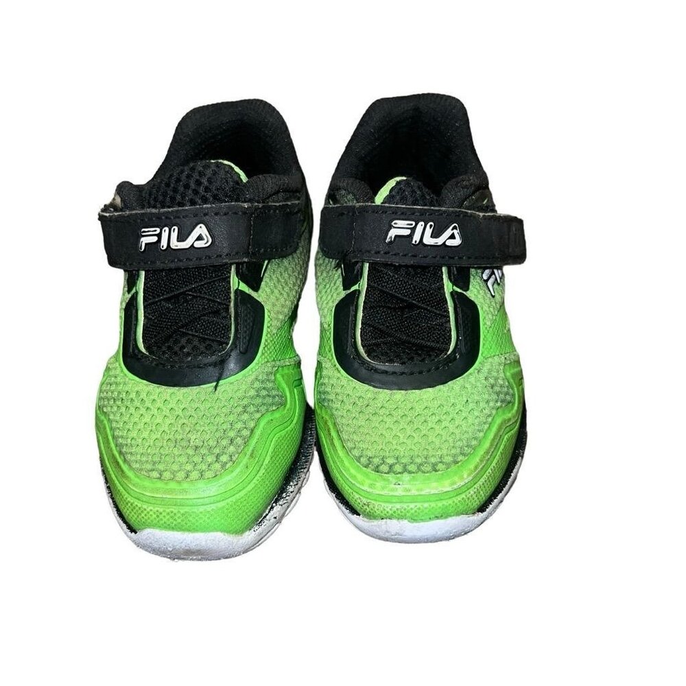 Boys Fila Sneakers Green Black Size 5C - Picture 2 of 4